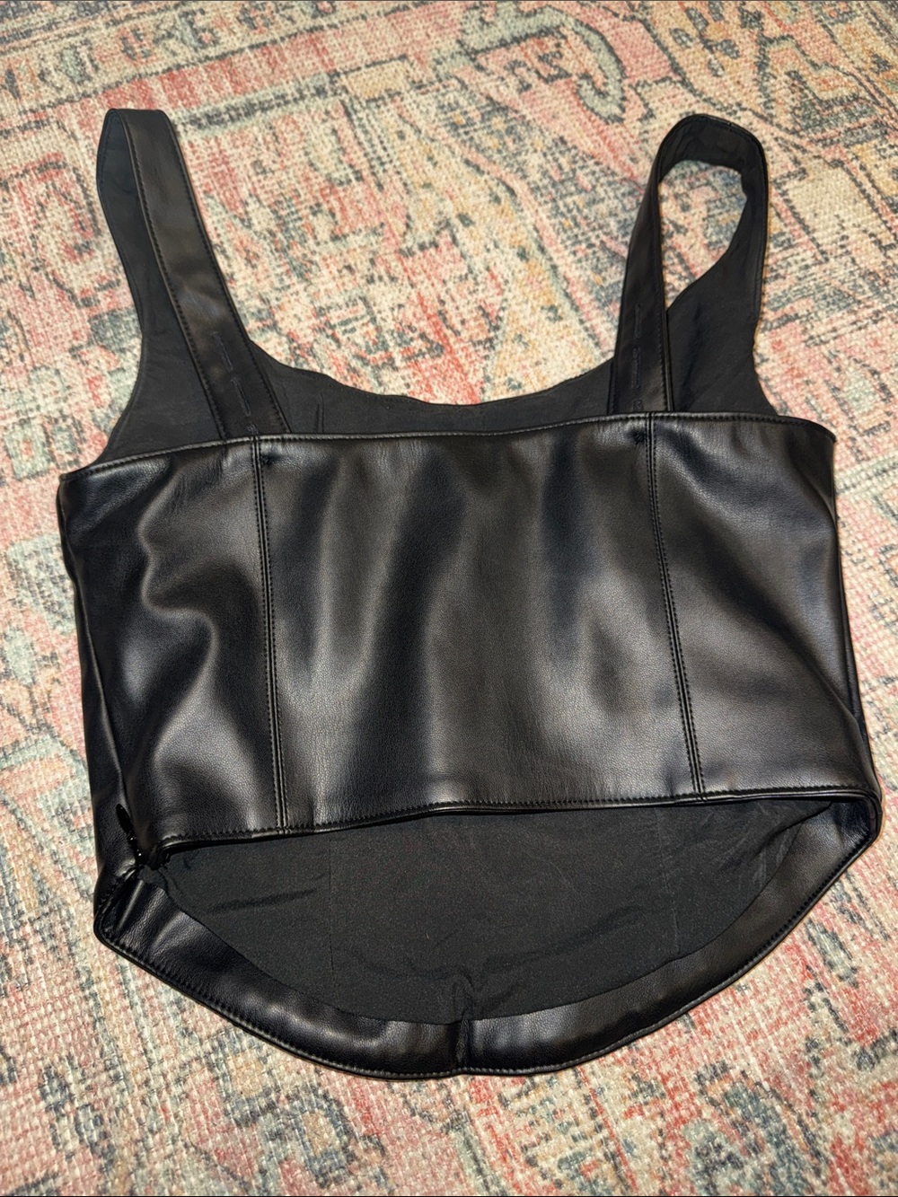 Abercrombie & Fitch Black Faux Leather Corset-Style Tank - Picture 3 of 3